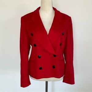 Vintage Escada Red Wool Cashmere Double-Breasted Blazer Jacket 8 Y2K Holiday